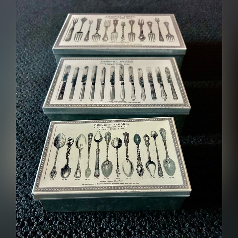 Vintage-Inspired Silver Cutlery Boxes / Set of 3
